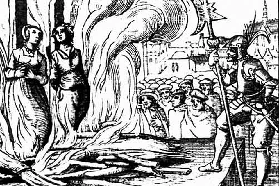 "Сожжение ведьм", гравюра 16 века.