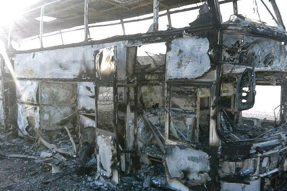 Все пассажиры сгоревшего автобуса были гражданами Узбекистана. ФОТО: КЧС МВД РК