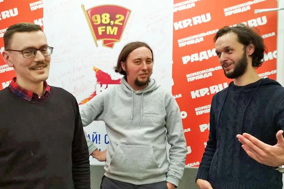Сергей Баландин, Андрей Кочетков и Армен Арутюнов на радио "Комсомольская правда" Самара"