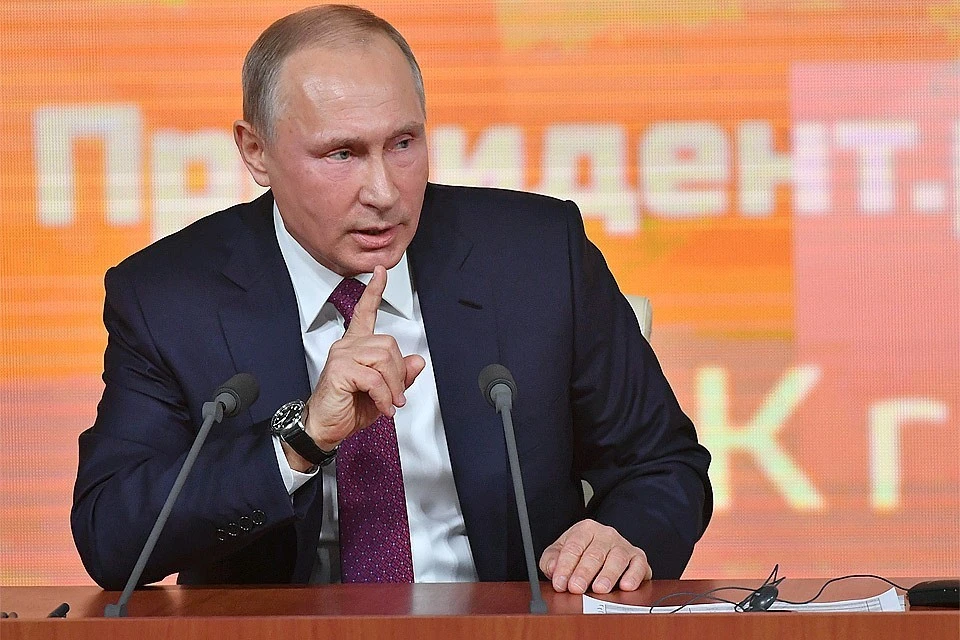 Президент России Владимир Путин во время Большой пресс-конференции