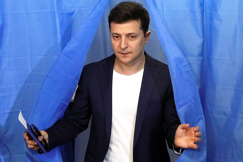 Владимир Зеленский в день голосования на втором туре президентских выборов.