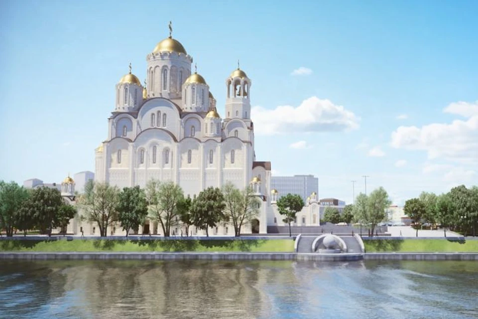 Так будет выглядеть храм святой Екатерины после того, как его построят в сквере на набережной Городского пруда. Фото: фонд cвятой Екатерины