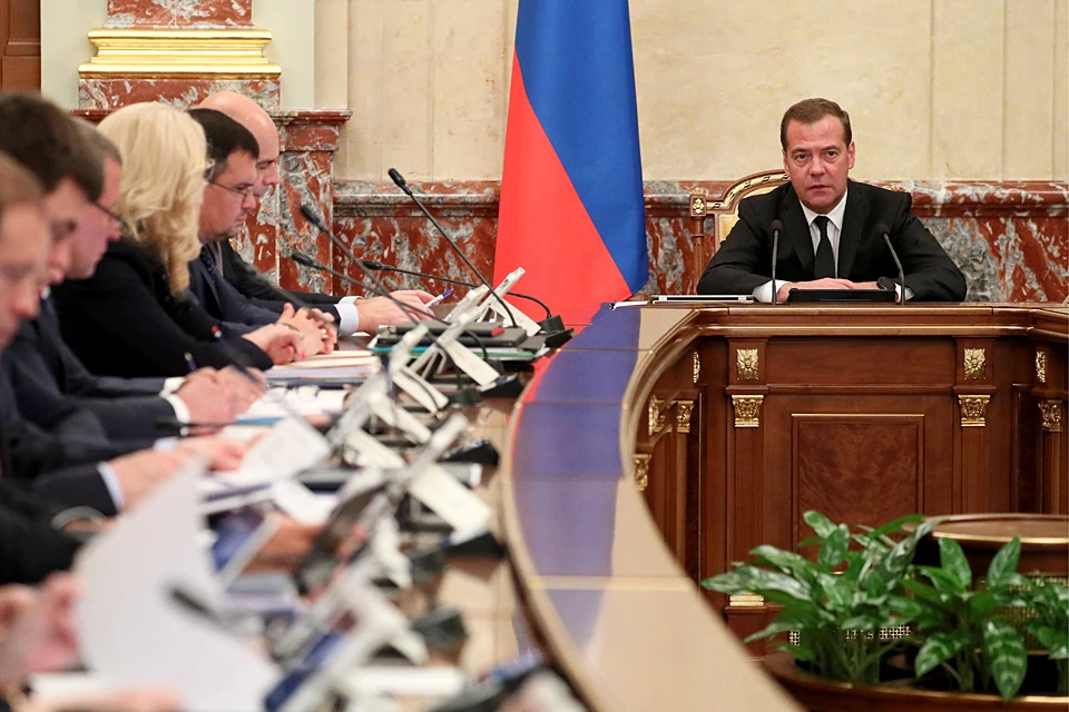 Дмитрий Медведев на заседании правительства. Фото: Екатерина Штукина/POOL/ТАСС