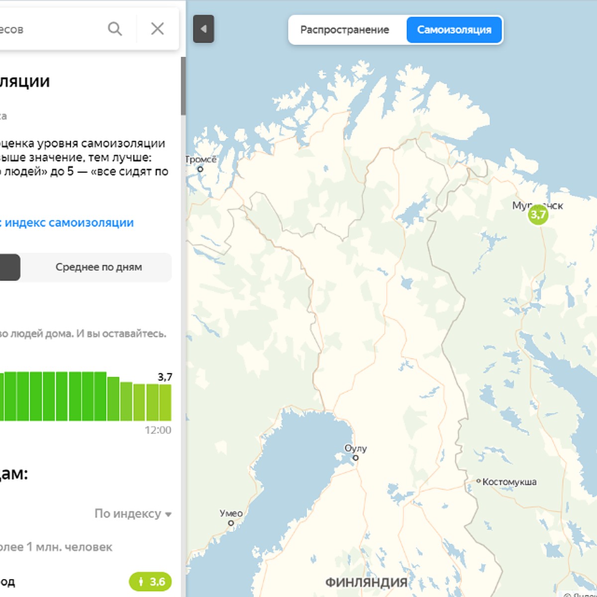 Обязательный режим самоизоляции в Мурманской области: На «Яндекс.Карты»  можно узнать, насколько добросовестно жители Мурманска сидят дома - KP.RU