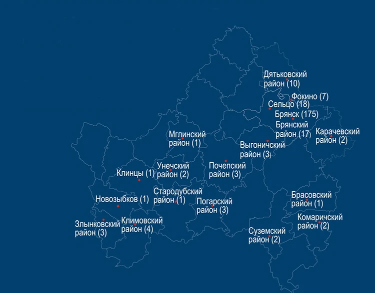 Карта распространения коронавируса по брянской области по районам на сегодня