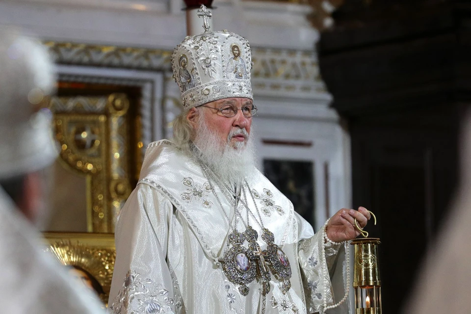 Патриарх Кирилл во время праздничного богослужения в Храме Христа Спасителя