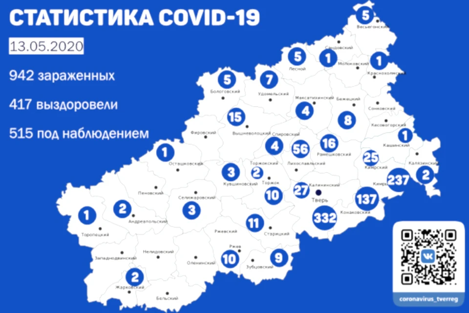 В этих районах Тверской области заражённых больше всего на 13 мая 2020 года. Фото: ПТО