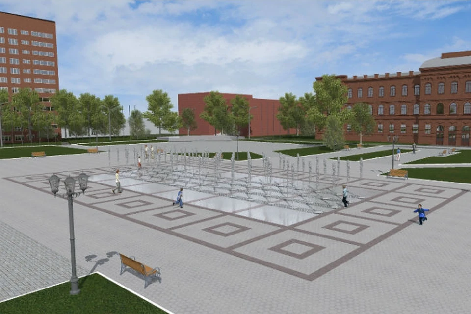 На площади Дерунова планируют поставить новый плоскостной фонтан