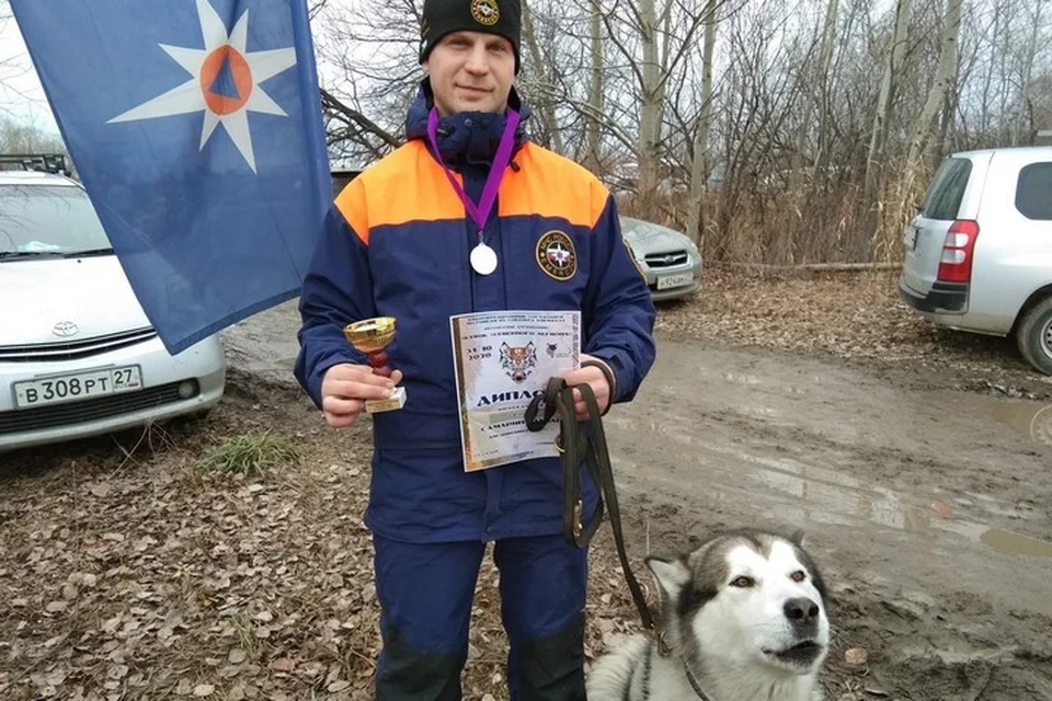 Кинолог-спасатель и его аляскинский маламут занял второе место на «Кубке северного легиона» в Хабаровском крае