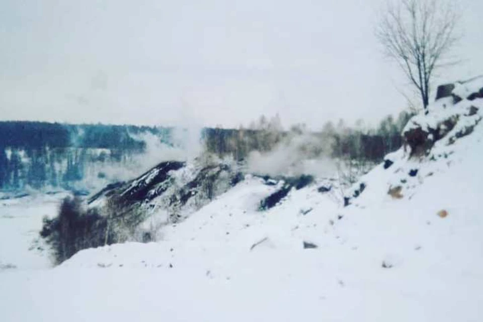 Горная порода сошла на горящем отвале в Кузбассе. ФОТО: инстаграм Андрея Панова.