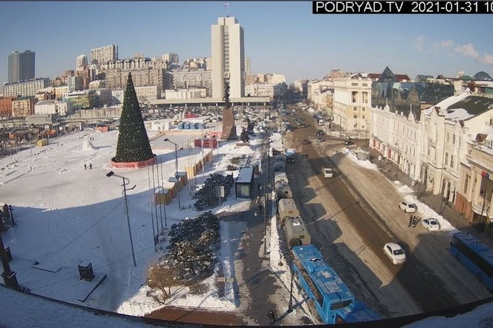 В центре Владивостока силовики готовятся к несанкционированным митингам