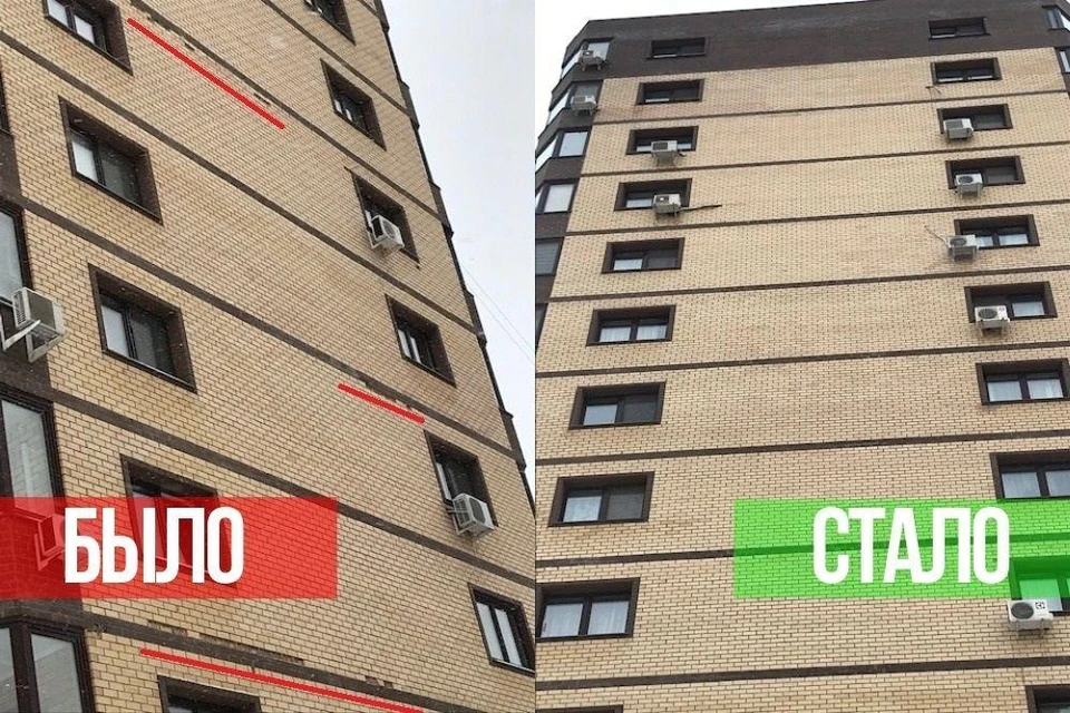 С фасада одного из домов Тюмени выпали кирпичи.