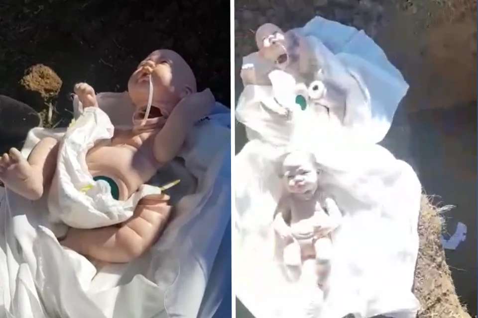 Вместо тел умерших младенцев были пластмассовые куклы. Фото: кадры видео