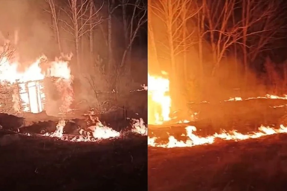 В Новосибирске в СНТ «Тайфун» загорелись несколько дачных домов.