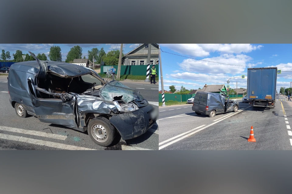 В Тверской области нетрезвый водитель врезался в фуру, в его машине погибла пассажирка. Фото: пресс-служба ГИБДД по Тверской области.