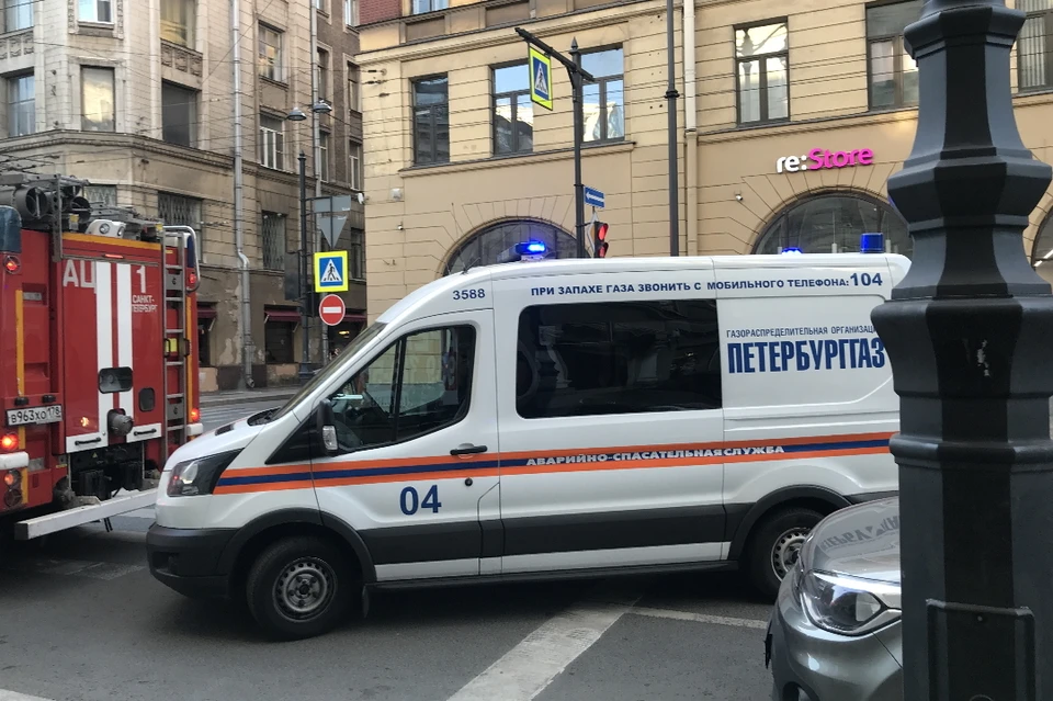 Спасателей МЧС вместе с газовиками заметили у дома недалеко от станции метро "Петроградская".