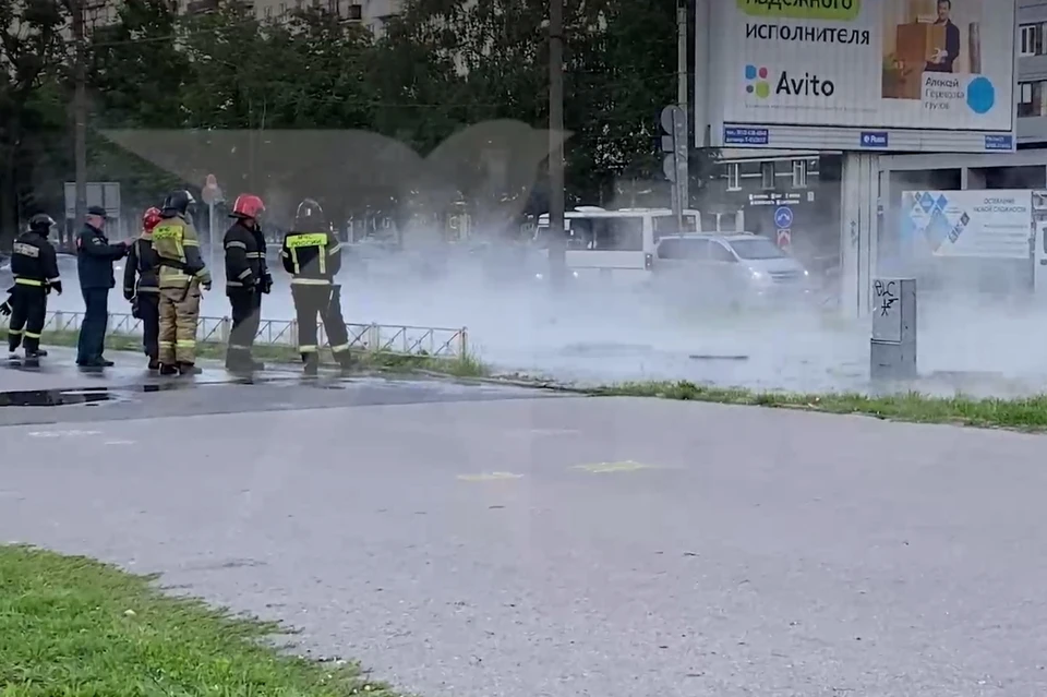 В Петербурге прорвало трубу на Гражданском проспекте. Фото: предоставлено "КП"