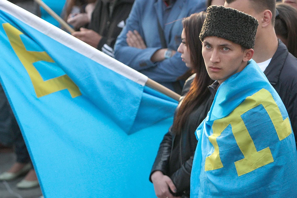 На митинге крымских татар в Киеве в годовщину департации 1944 года.
