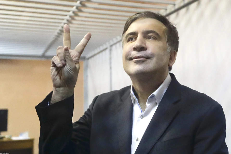 Михаил Саакашвили во время судебного процесса в Киеве, декабрь 2017 г.