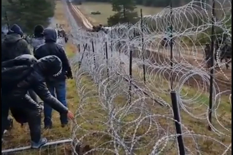 Поляки обвиняют белорусов в попытке заставить мигрантов перейти границу / Кадр из видео