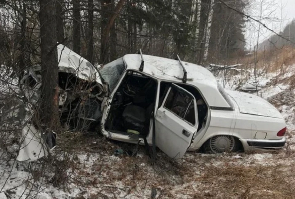 Автомобиль выбросило с трассы, после чего он врезался в дерево. Фото: паблик "Тагильский спасатель"