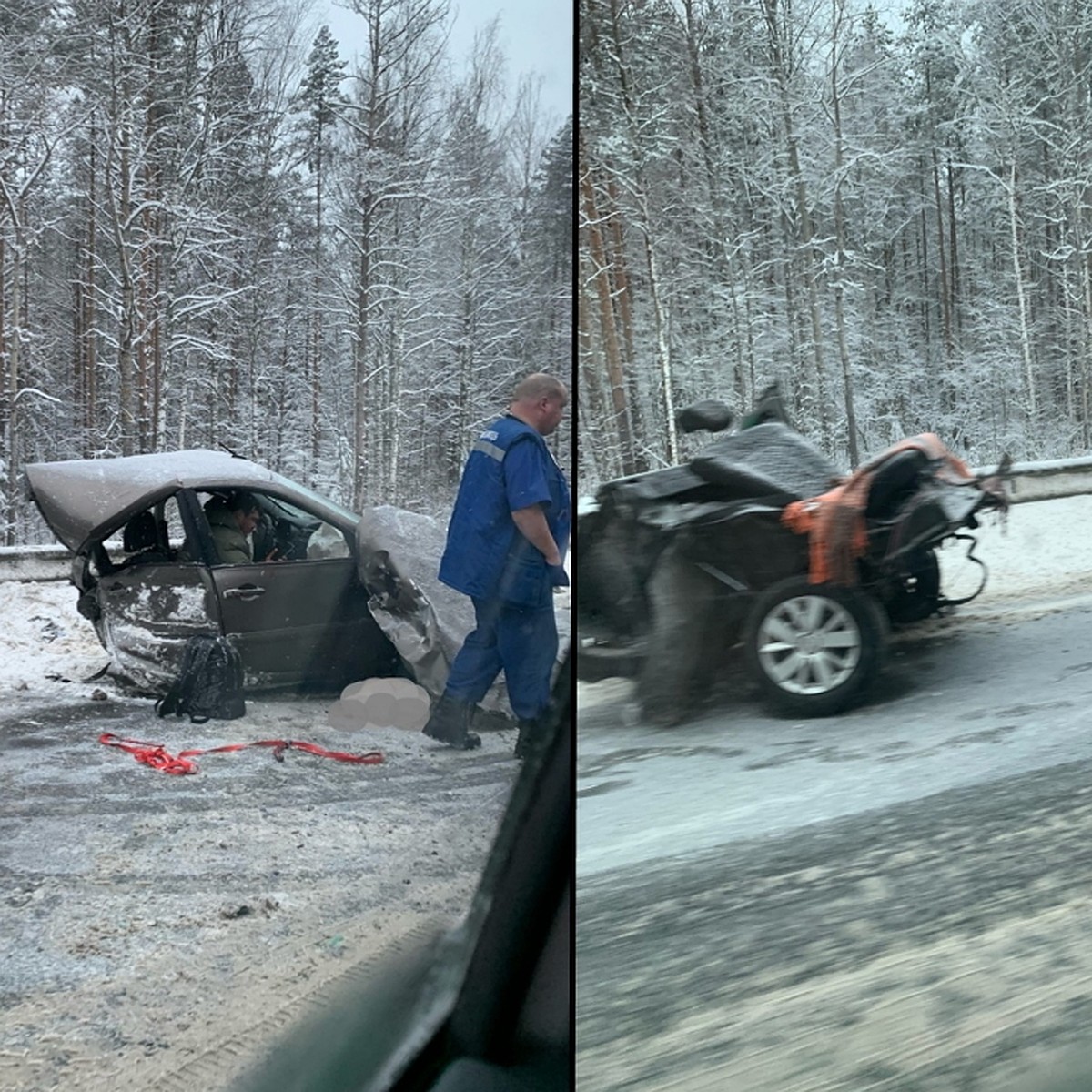 Автомобиль разорвало в массовом ДТП на трассе А-120 под Петербургом - KP.RU