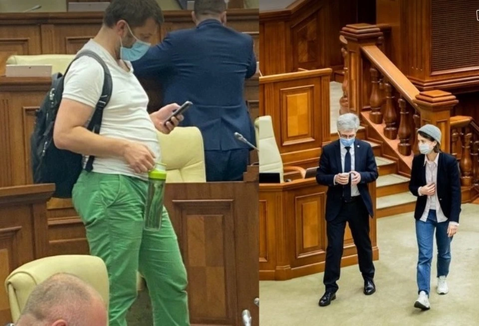 Зеленые штаны Дмитрия Алайбы, расстегнутая рубашка и джинсы Марчелы Нистор запомнились многим. Фото: соцсети