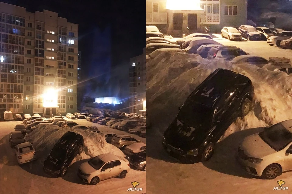 Новосибирцев удивил водитель внедорожника, припарковавшийся на гигантском сугробе. Фото: "АСТ-54".
