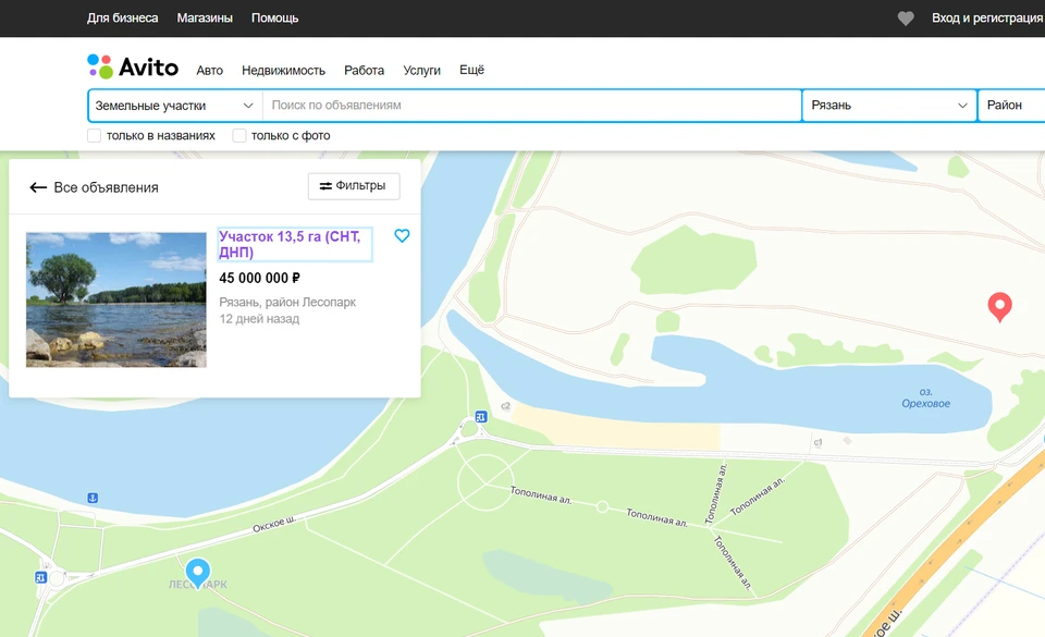 Страничка сайта Avito.