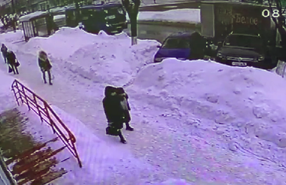 Упавшая с крыши снежная глыба едва не убила женщину с ребенком в Дзержинске.