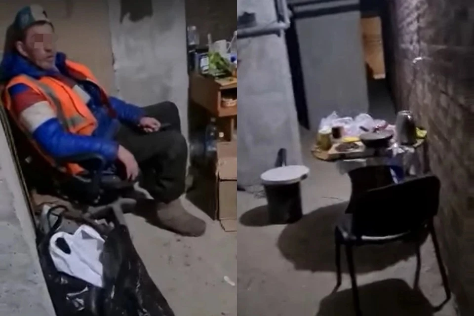 На видео, снятом около 9 часов вечера, дворник еще находился в каморке. Фото: стоп-кадр из видео АСТ-54