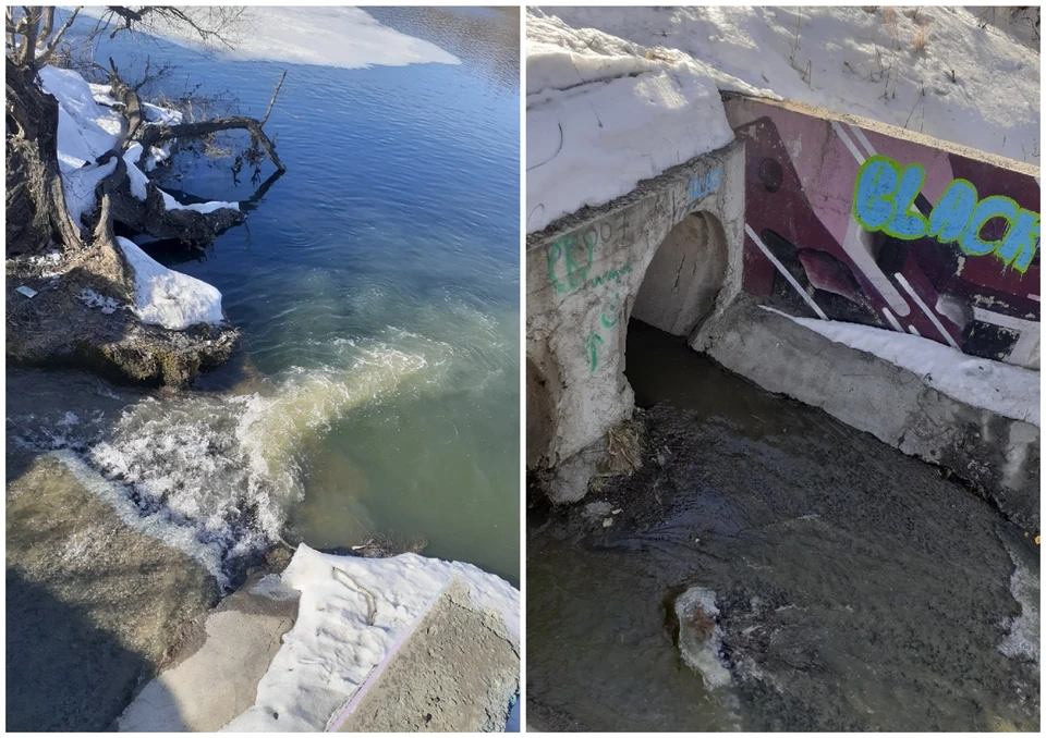 После попадания в реку, вода оставляет грязный след Фото: Пусть Котова знает! / vk.com
