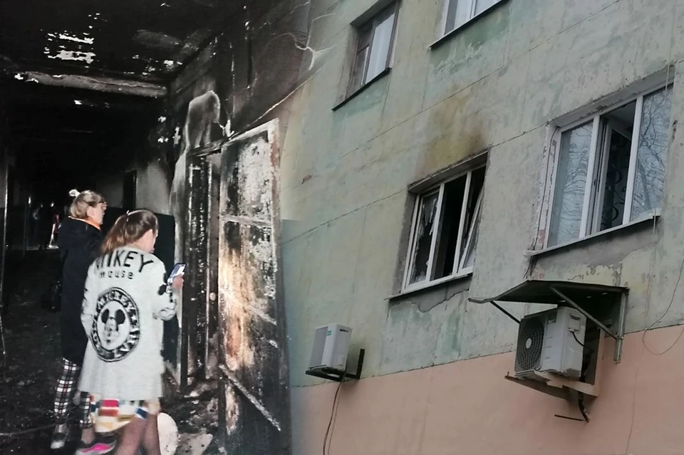 Чтобы выпустить дым, пожарным пришлось бить окна в подъезде.