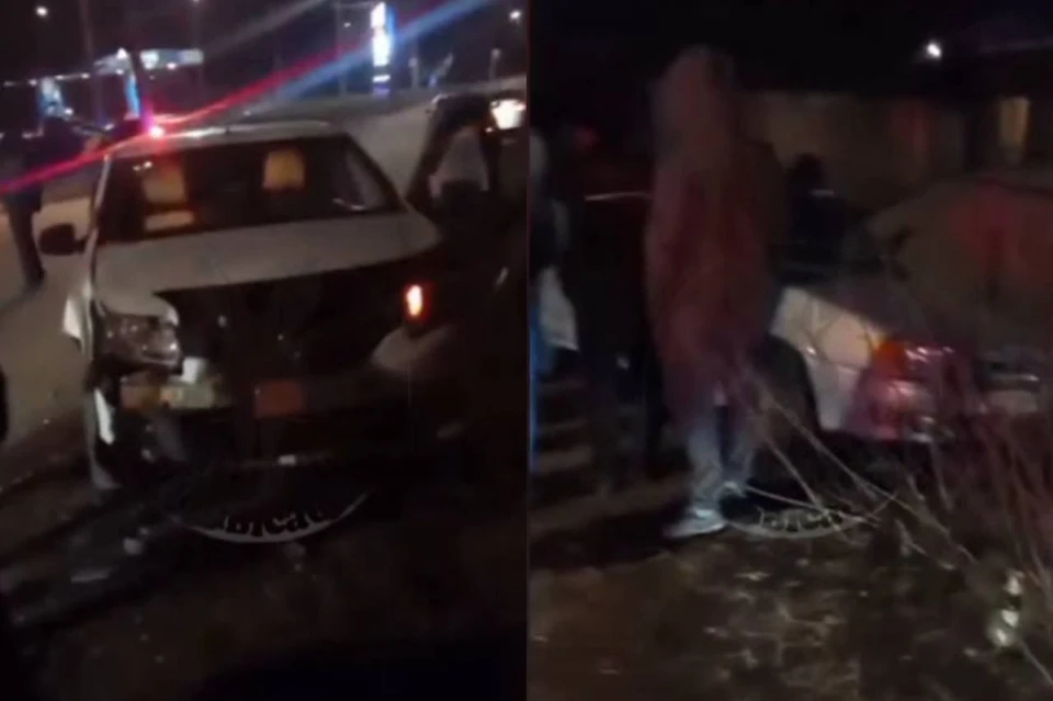 Две девушки пострадали в ДТП в кузбасском городе. Фото: ВКонтакте/ЧП Ленинск-Кузнецкий 112.