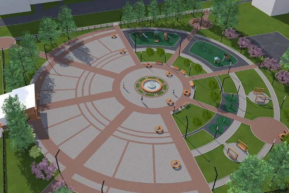 По проекту в сквере должны обустроить фонтан, сцену, детский игровой комплекс, спортивную площадку с тренажерами и велосипедные дорожки. Фото: admkirov.ru