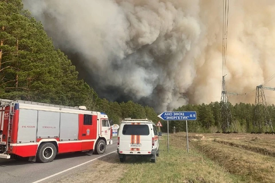 Лесной пожар вблизи деревни Криводанова под Тюменью