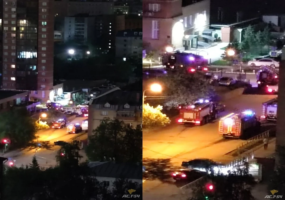 Пожарные машины съехались в Центральный район Новосибирска