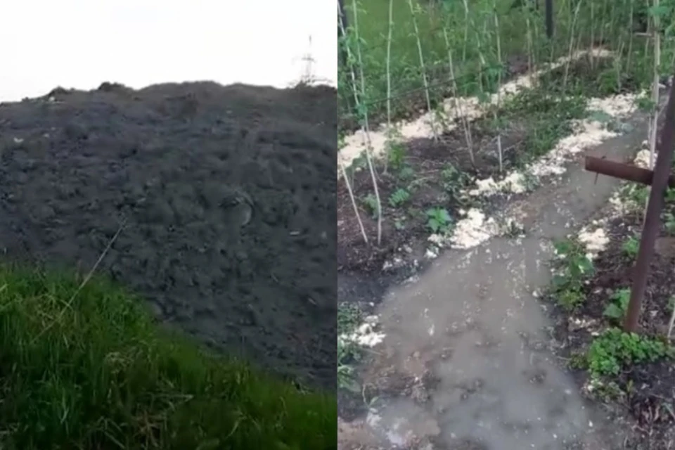 В Новосибирске разлилась экологическая катастрофа, которую засыпают землей. Фото: предоставлено героем публикации.