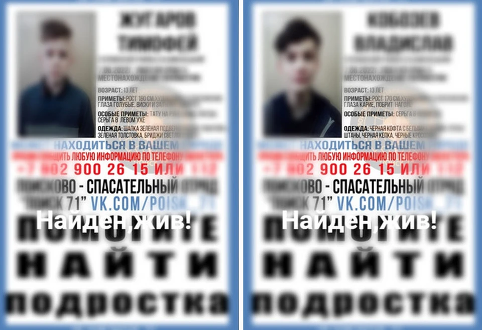 В Тульской области поисковики нашли двух пропавших 13-летних подростков