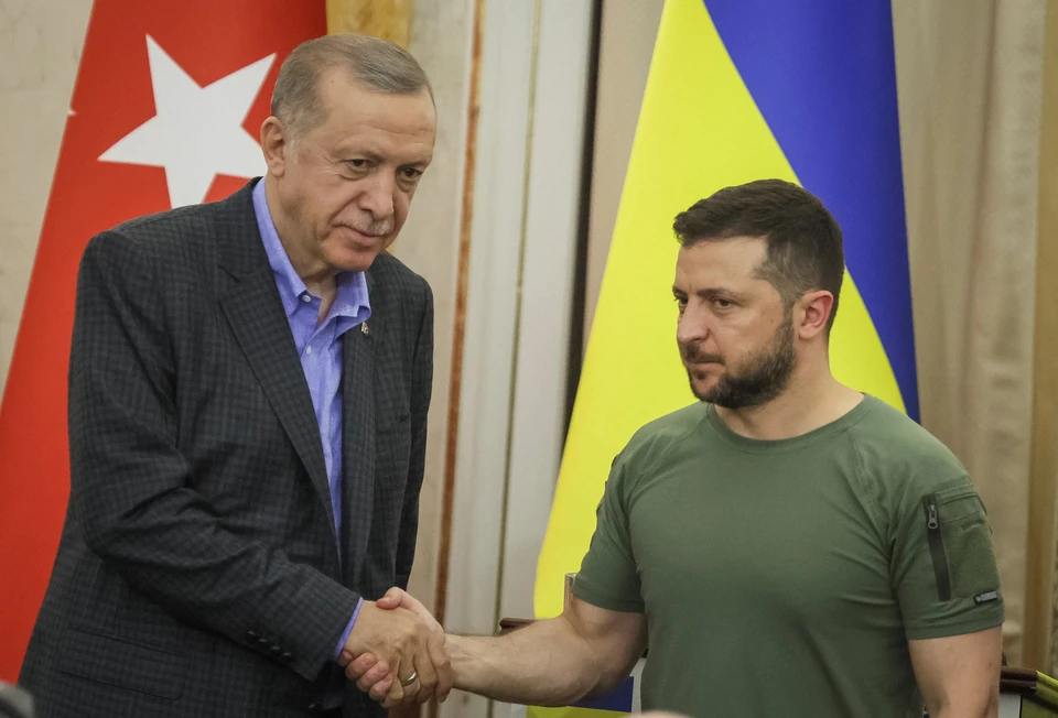 Реджеп Эрдоган и Владимир Зеленский после переговоров во Львове.
