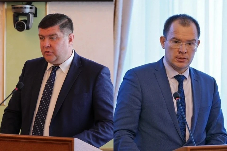 Слева направо: министр ЖКХ Борис Беляев и министр строительства Рамзиль Кучарбаев // фото: glavarb.ru