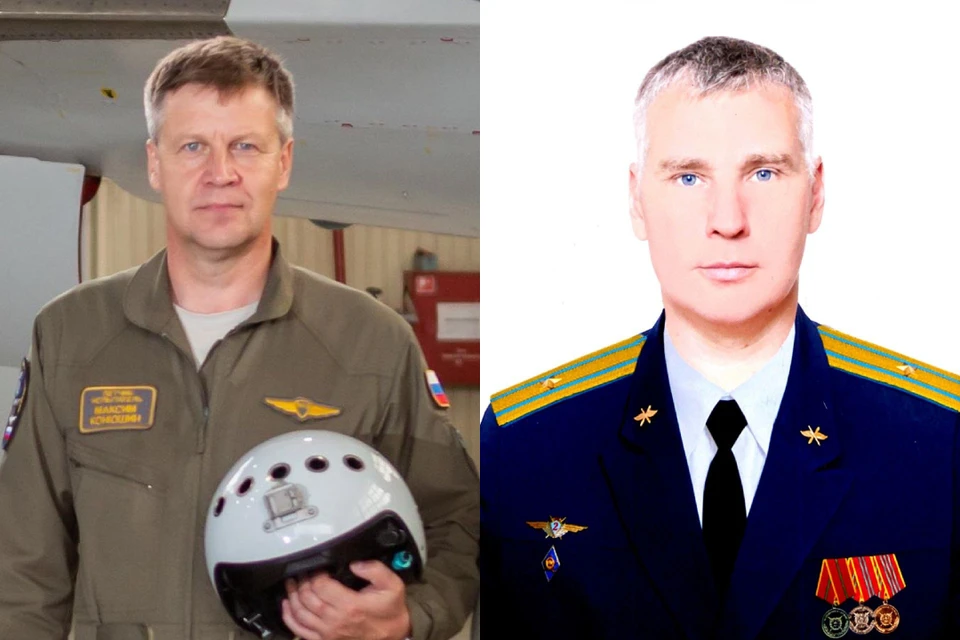 Погибшие пилоты СУ 30: слева - Максим Конюшин, справа - Виктор Крюков.