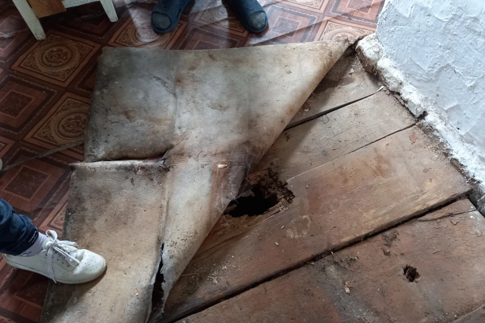 Провалиться в подпол в таком ветхом доме действительно не составит труда.