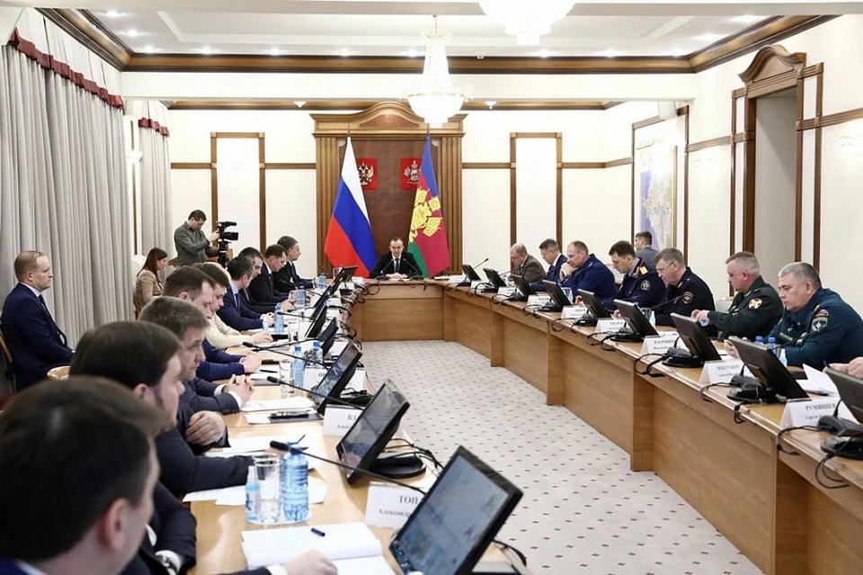 На Кубани прошло заседание оперштаба в рамках среднего уровня реагирования Фото: пресс-служба администрации Краснодарского края
