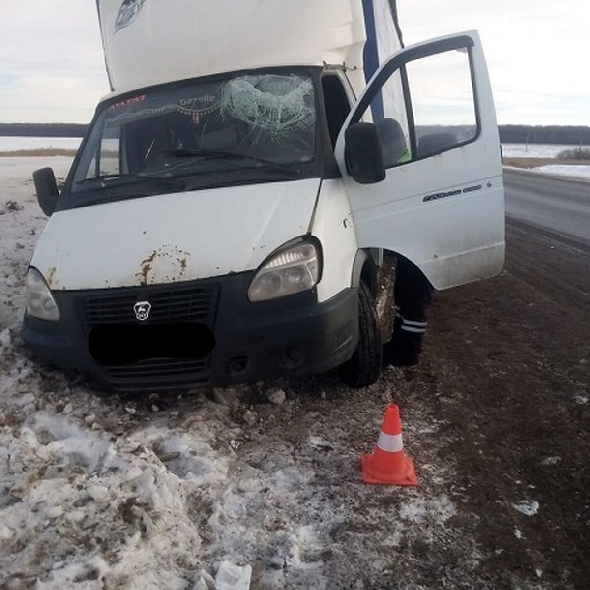 Под Самарой водитель «Газели» попал в ДТП из-за прилетевшего в лобовое  стекло куска льда - KP.RU