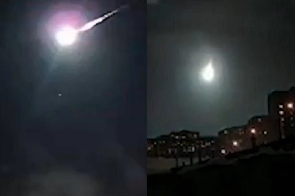 Внезапный метеор озарил небо яркой вспышкой. Фото: кадры из видео КП-Красноярск.