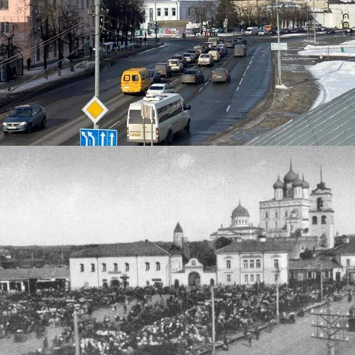 Глава Пскова сравнил вид на современный город с фотографией 1914 года -  KP.RU