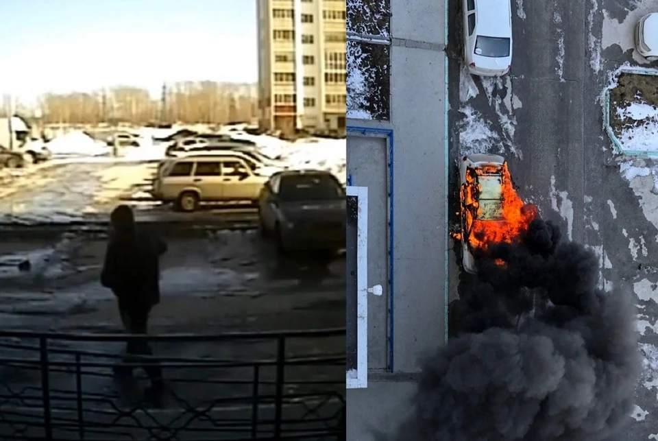 Поджигатель попал на камеры. Фото: кадр из видео «Моя Первомайка»/Надежда КАСЬЯНОВА