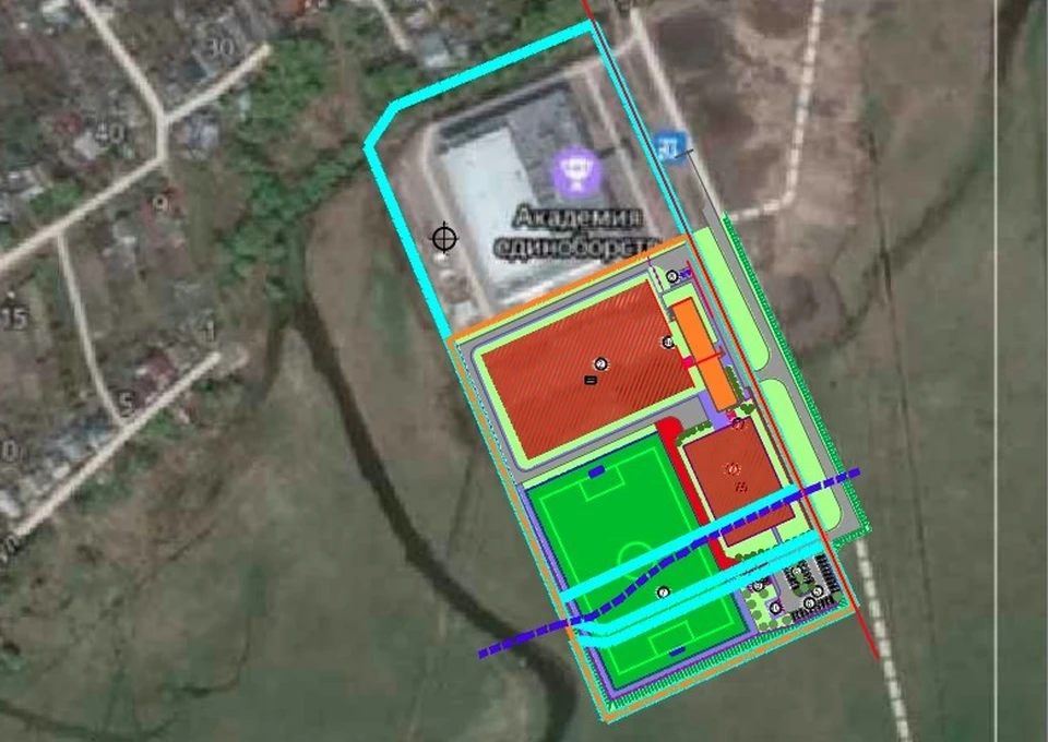 Футбольный манеж должен открыться рядом с Академией единоборств. Схема из проектной документации.