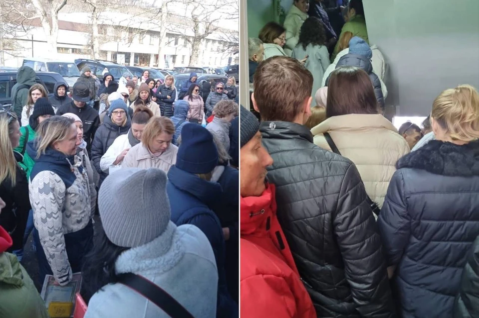 Очередь за путевками растянулась на несколько этажей и выходит на улицу.